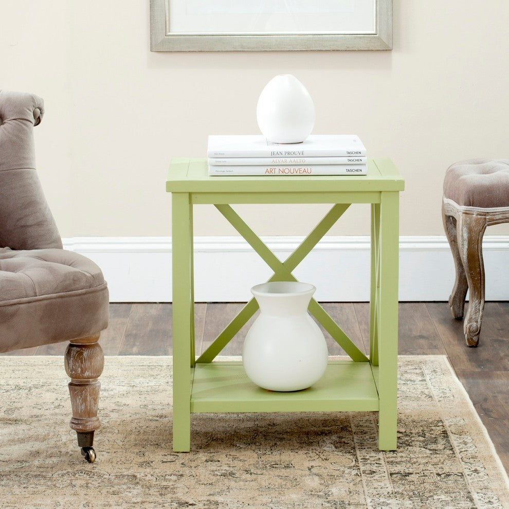 Safavieh Candence Cross Back End Table, Split Pea