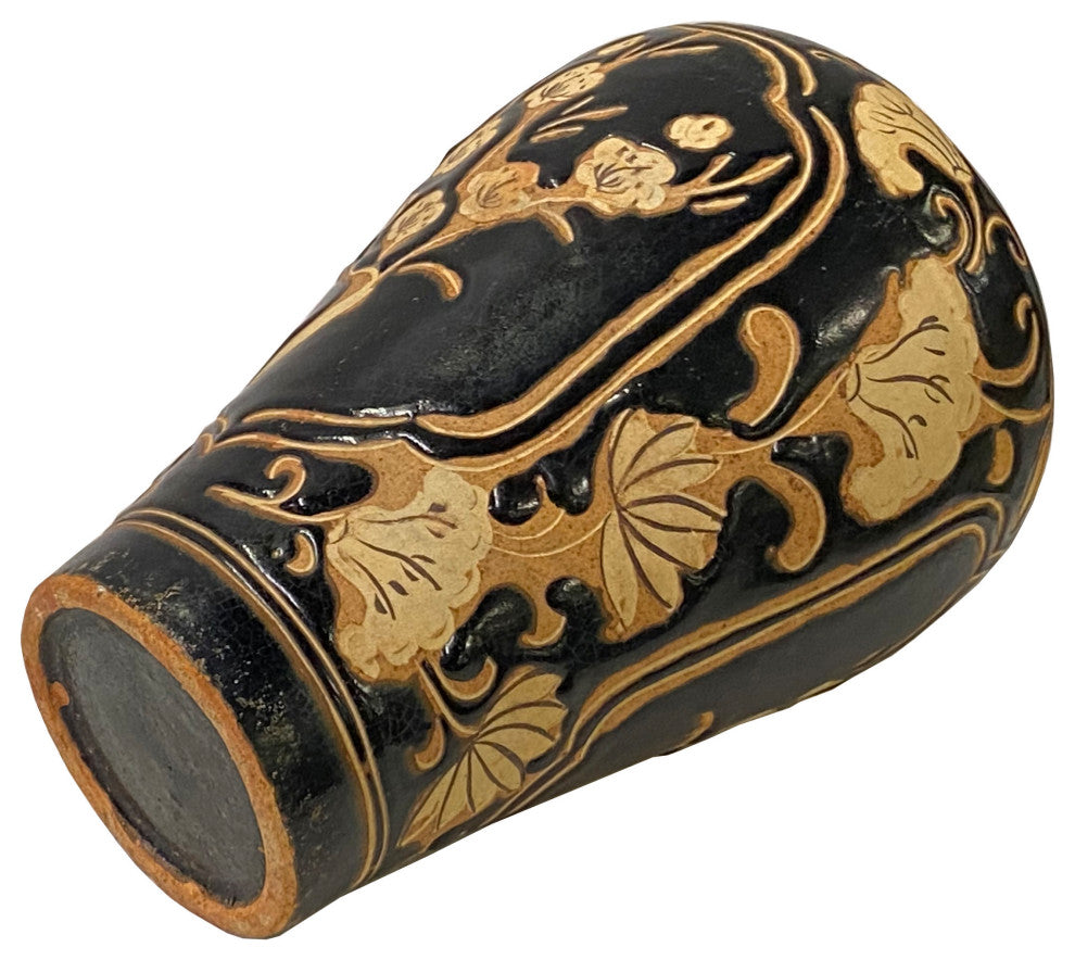 Chinese Ware Black Brown Glaze Ceramic Flower Vase Display Art Hws3027
