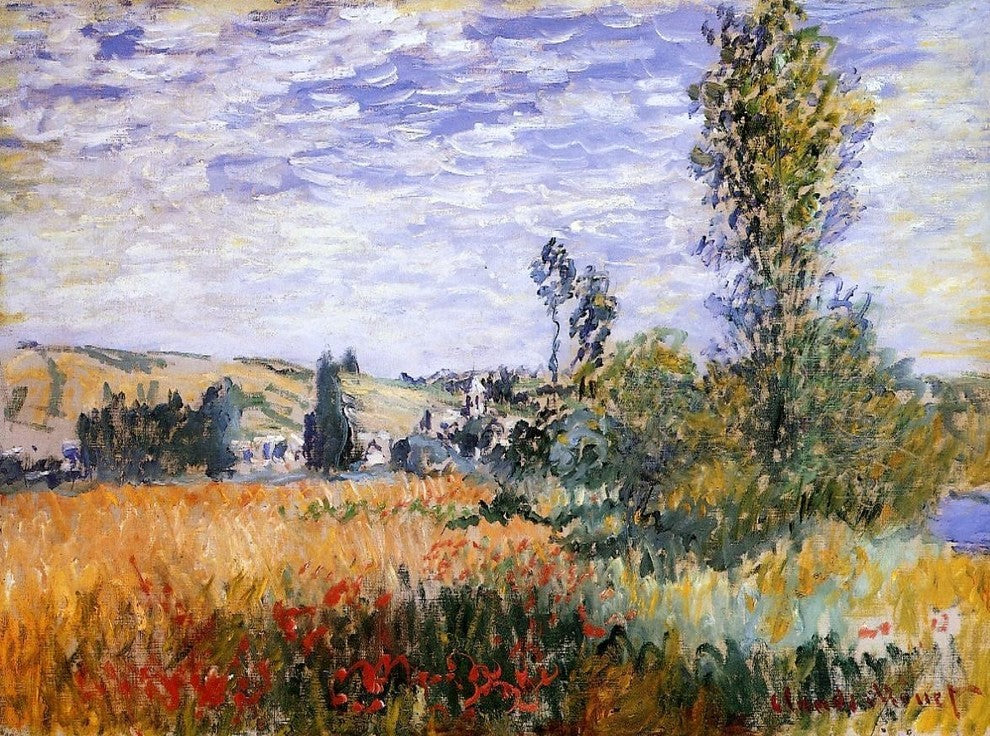 Claude Oscar Monet Landscape at Vetheuil, Gallery Wrapped Canvas, 21"x28"