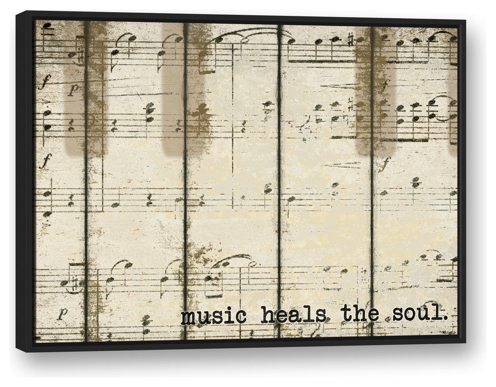 Piano Keys Music  30x40 Black Floating Framed Canvas