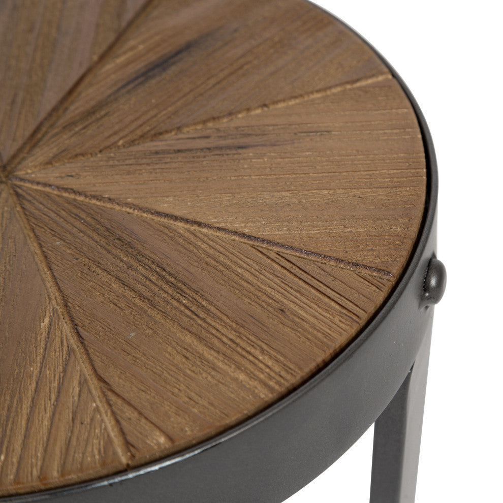 Gerhardt Round Drink Table, Rustic Brown/Black, 10x10x22