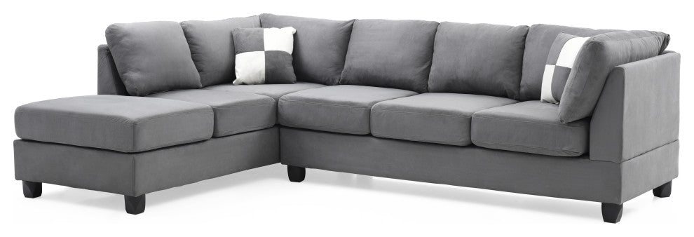 Solana Micro Suede Sectional, Grey Micro Suede