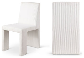 Benson Upholstered Dining Chair, Cream, Microsuede Corduroy