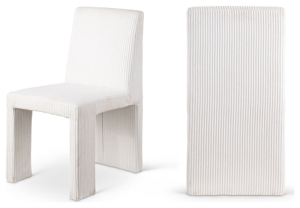 Benson Upholstered Dining Chair, Cream, Microsuede Corduroy