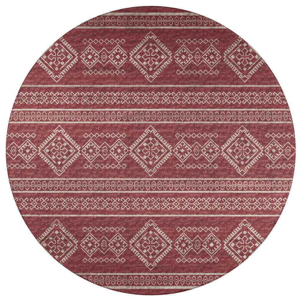 Indoor/Outdoor Sedona SN14 Paprika Machine Washable 6' x 6' Round Rug