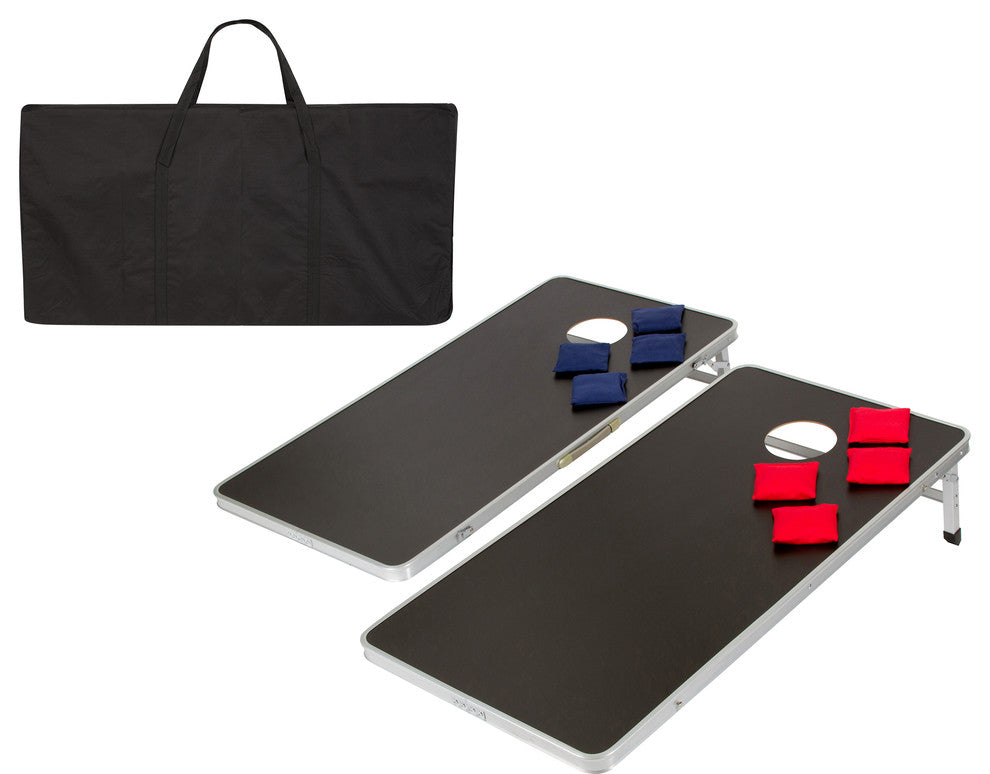 4' Corn Hole and Bean Bag Toss Set with Carry Case, Black