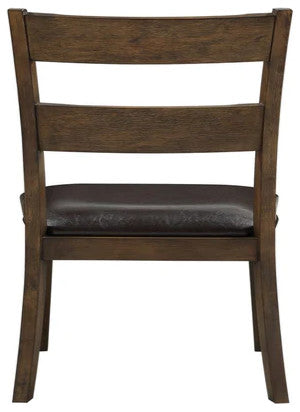 Benzara BM202034 Wooden Side Chairs w Leatherette Padded Seat ,Set of Two, Brown