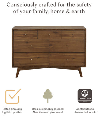 Palma 7-Drawer Assembled Double Dresser, Natural Walnut