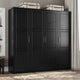 100% Solid Wood Cosmo 4-Door Wardrobe/Armoire/Closet, Black