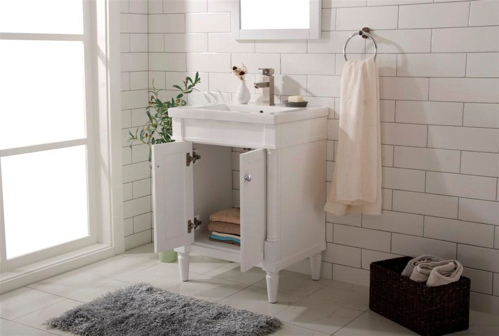 Legion Furniture Evarly Single-Sink Vanity, White, 24"