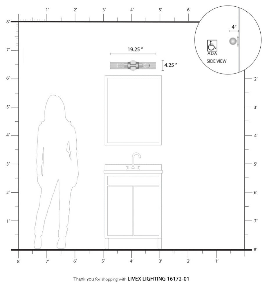 Ludlow 2 Light Antique Brass ADA Vanity Sconce