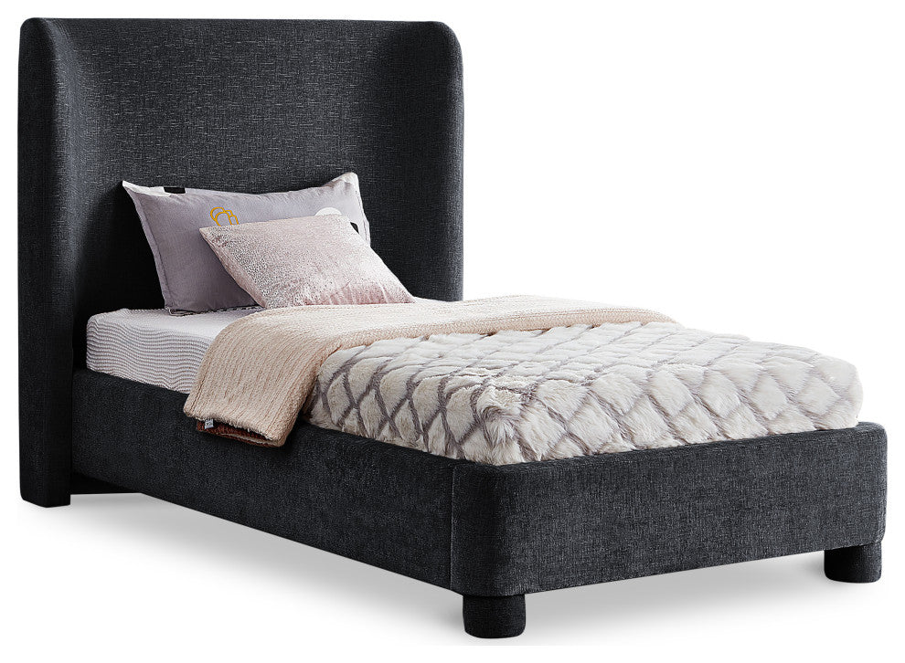 Penny Bed, Black, Twin, Chenille Fabric