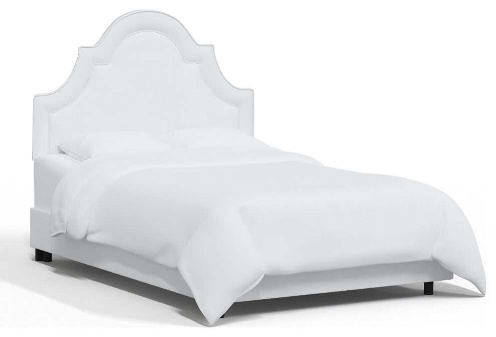High Arched Bed With Border, Velvet White, King