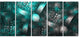 Crystal Cell Blue Steel Texture, Abstract Canvas Art Print, 60"x28", 5 Panels