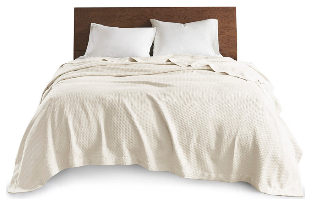 Madison Park Egyptian Cotton All-Season Woven Bedding Blanket, Ivory