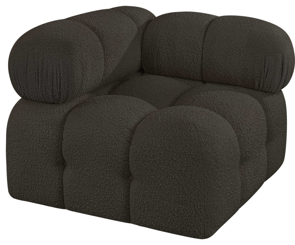 Ames Boucle Fabric Modular Chair, Brown, Corner Chair