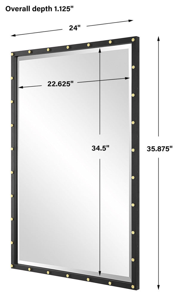 Uttermost 09935 Benedo 24"W x 35-7/8"H Rectangular Beveled Accent - Black