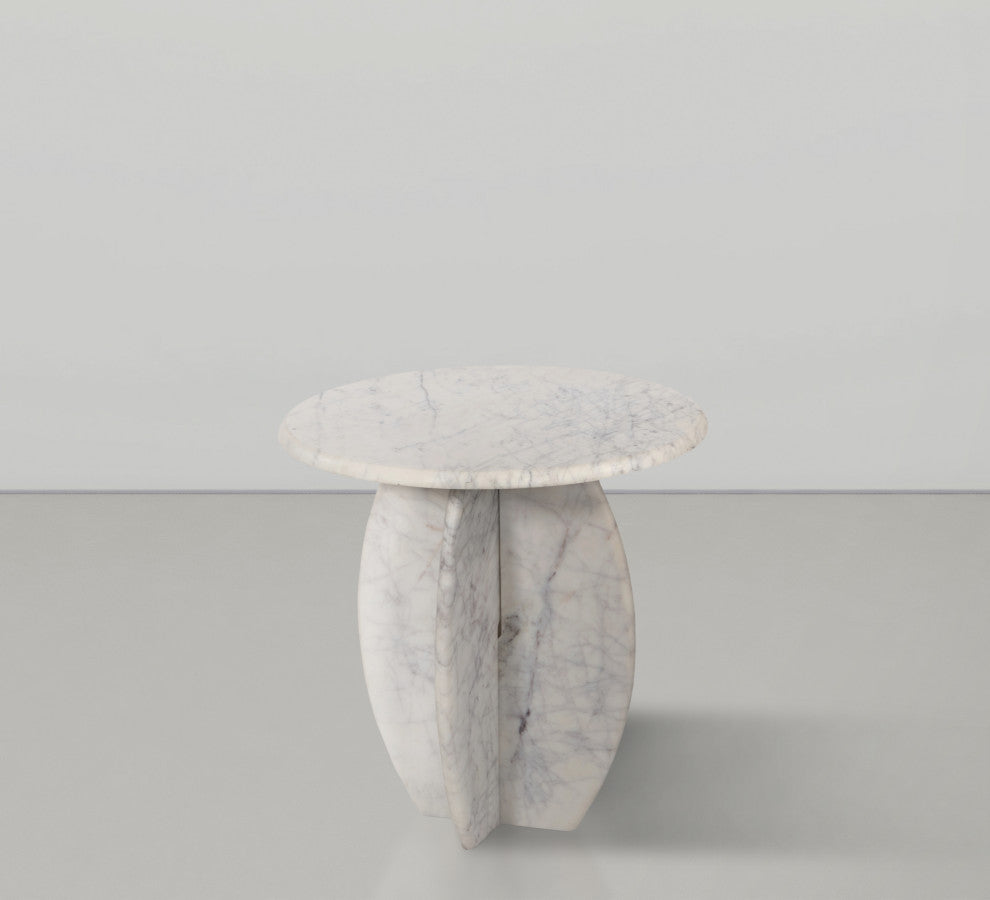 Formentera Marble Coffee Table, White, End Table