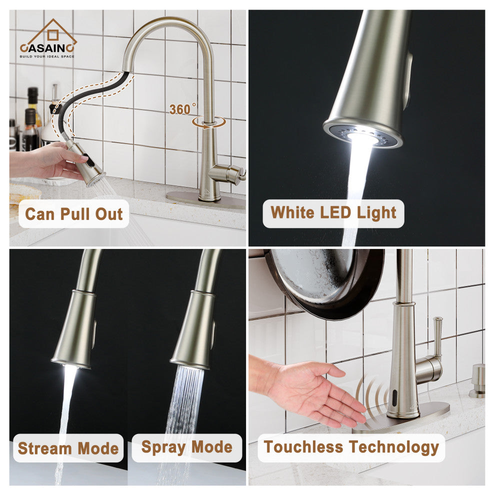 32in Stainless Steel Single Bowl Undermount Workstation Kitchen Sink and Faucet, Brushed Nickel