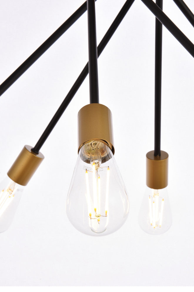 Louis 23" Pendant, Black and Brass