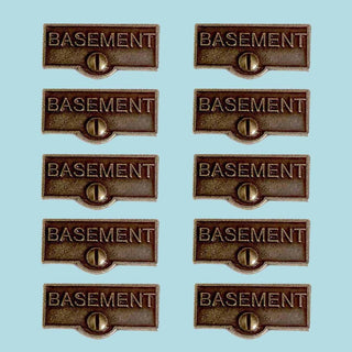 10 Switch Plate Tags BASEMENT Name Signs Labels Cast Brass |