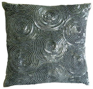 Euro Pillows Silver Euro Deco Pillow Art Silk 24x24 Sequins, All Eyes On Silver