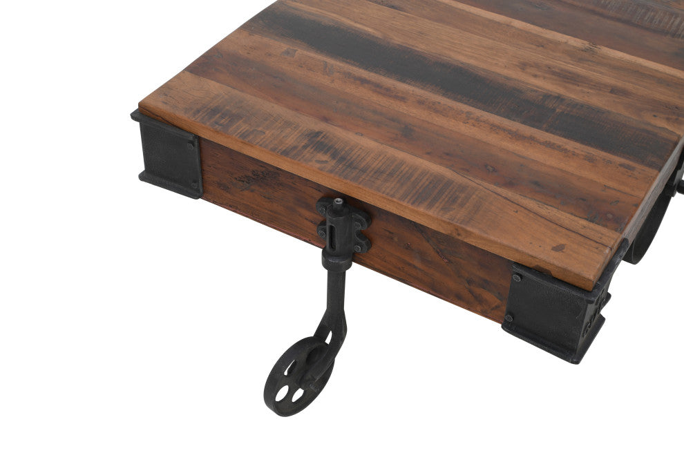 Metal And Reclaimed Wood Cart Coffee Table