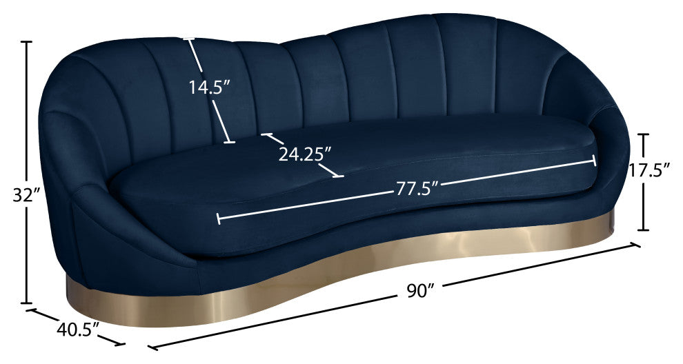 Shelly Velvet Upholstered Sofa, Navy