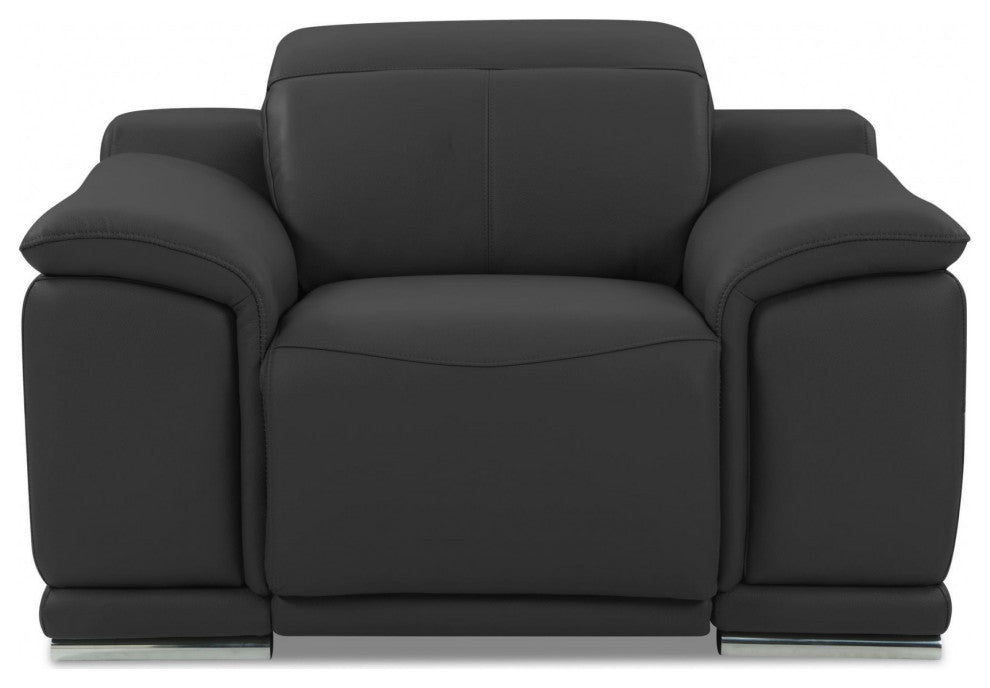 Mod Charcoal Gray Italian Leather Recliner Chair