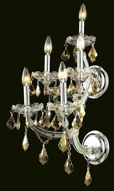 Elegant Maria Theresa Wall Sconce, Chrome Finish With Royal Cut Crystal