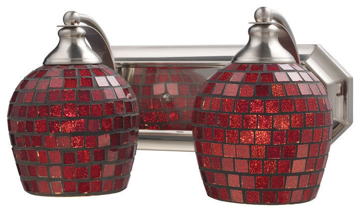 Elk Lighting 2 Light Vanity In Satin Nickel And Copper Mosaic Glass