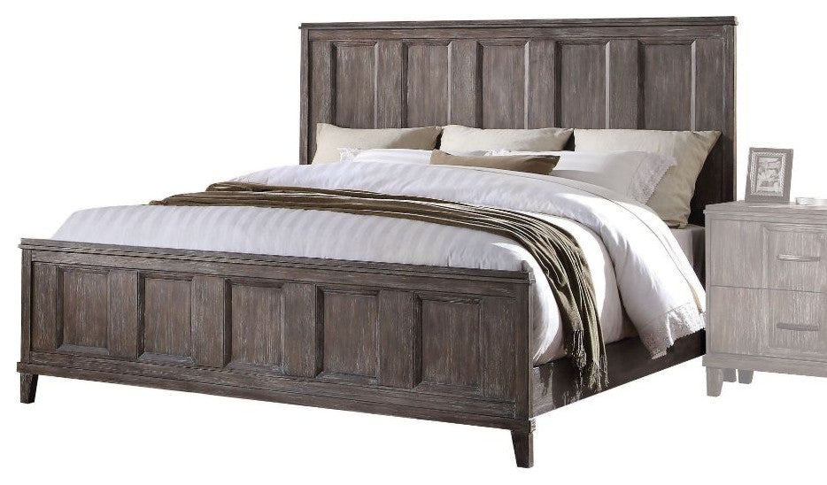 Olive Raised Panel Platform Bed, Oak, Queen