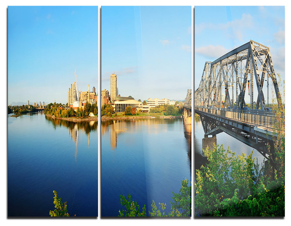 "Ottawa Morning Panorama" Photo Metal Wall Art, 3 Panels, 36"x28"