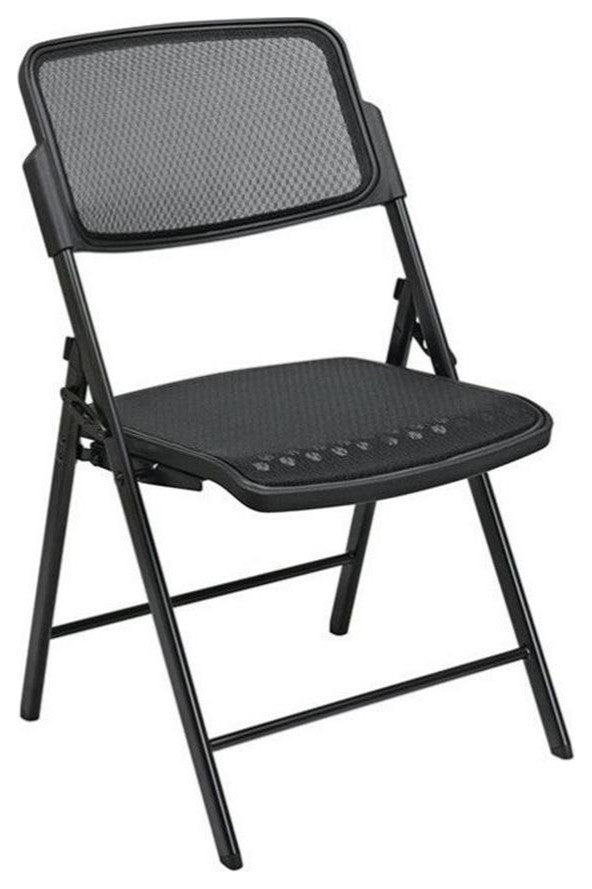 Deluxe Folding Chair With Black ProGrid Mesh Fabric Seat and Back