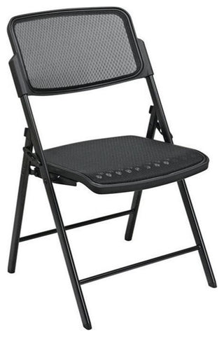 Deluxe Folding Chair With Black ProGrid Mesh Fabric Seat and Back