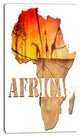 Africa Map Wooden Illustration, Abstract Canvas Artwork, 16"x32"