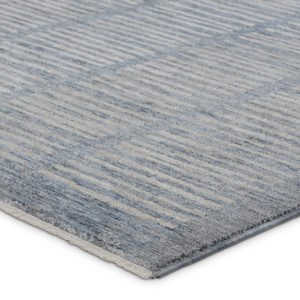 Dounia Striped Blue/ Light Gray Area Rug 5'X8'