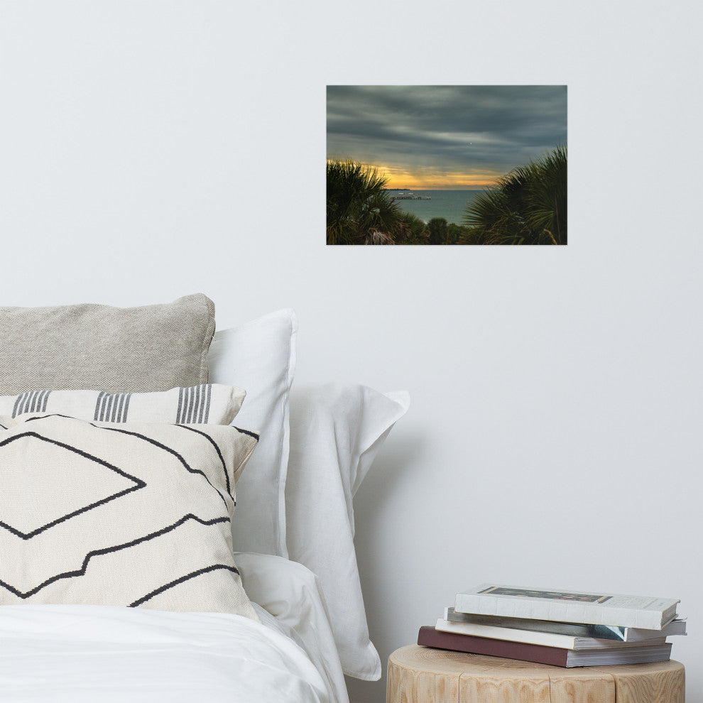 Cloudy Rainy Sunset De Soto Beach Unframed Landscape Photo Wall Art Print, 12" X 18"