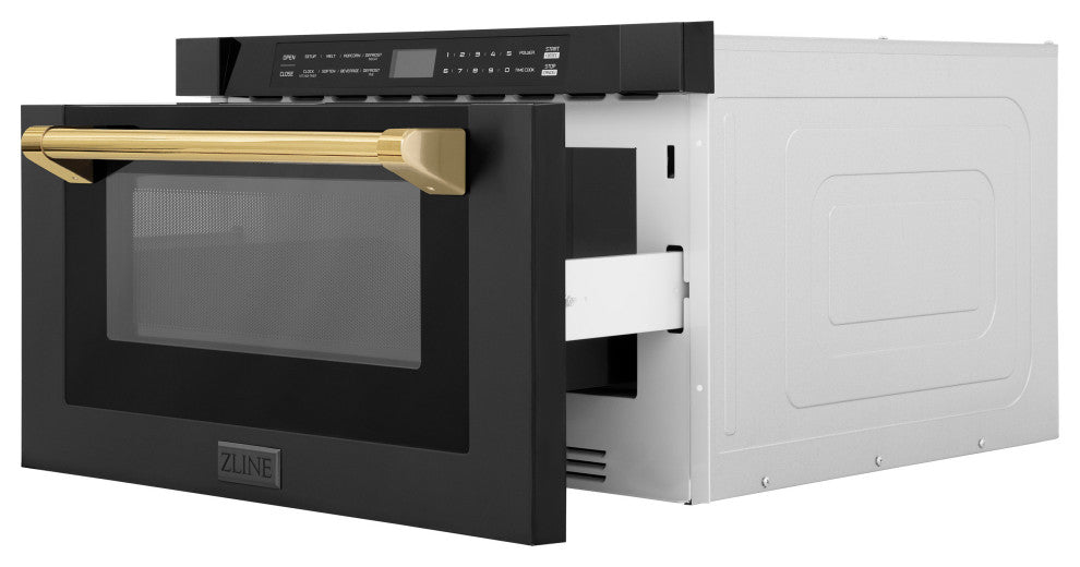 ZLINE Microwave Drawer s, Black Stainless and Gold MWDZ-1-BS-H-G