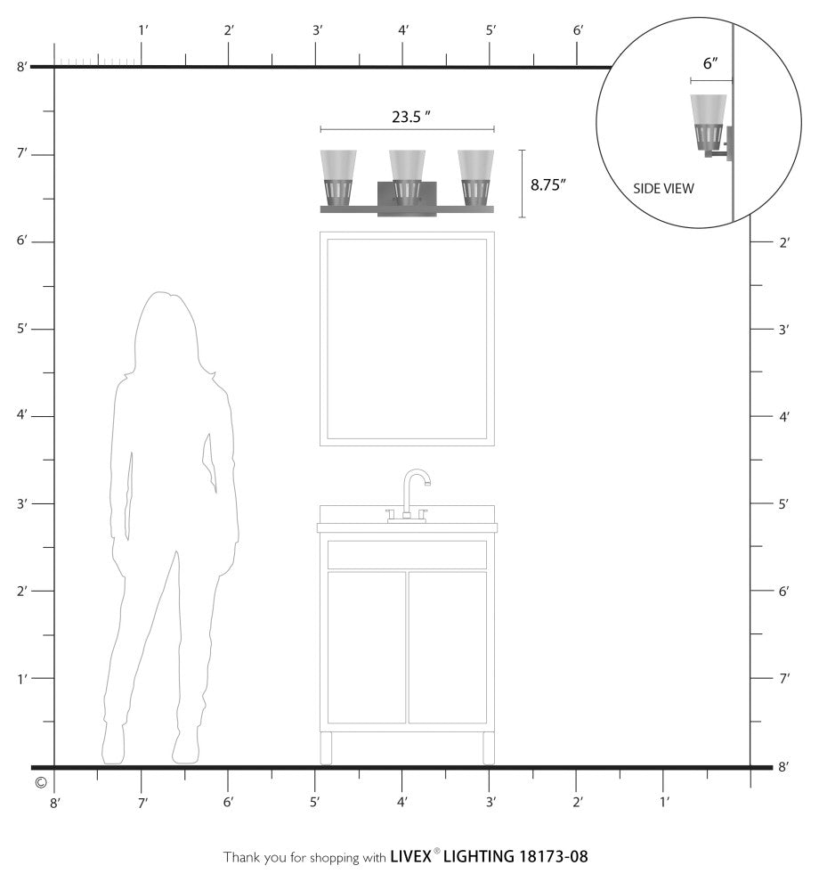 3 Light Natural Brass Vanity Sconce