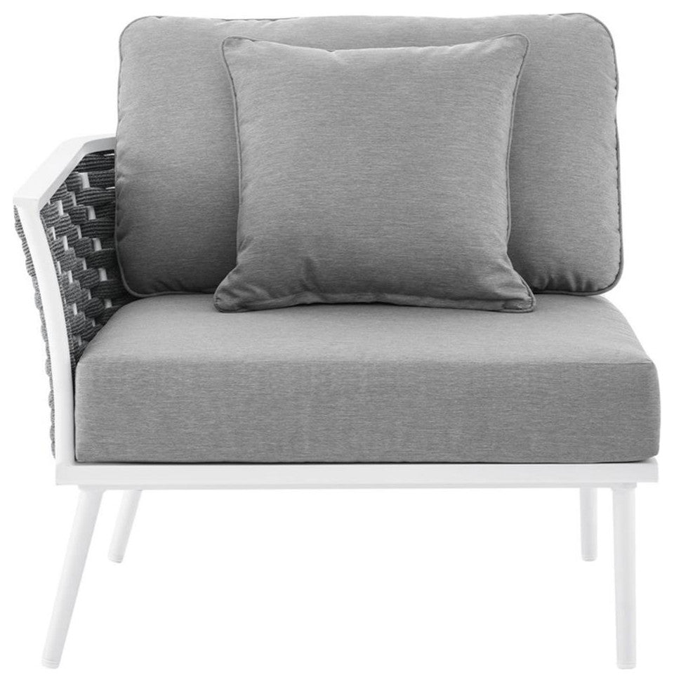 Stance Outdoor Patio Aluminum Left-Facing Armchair, White Gray