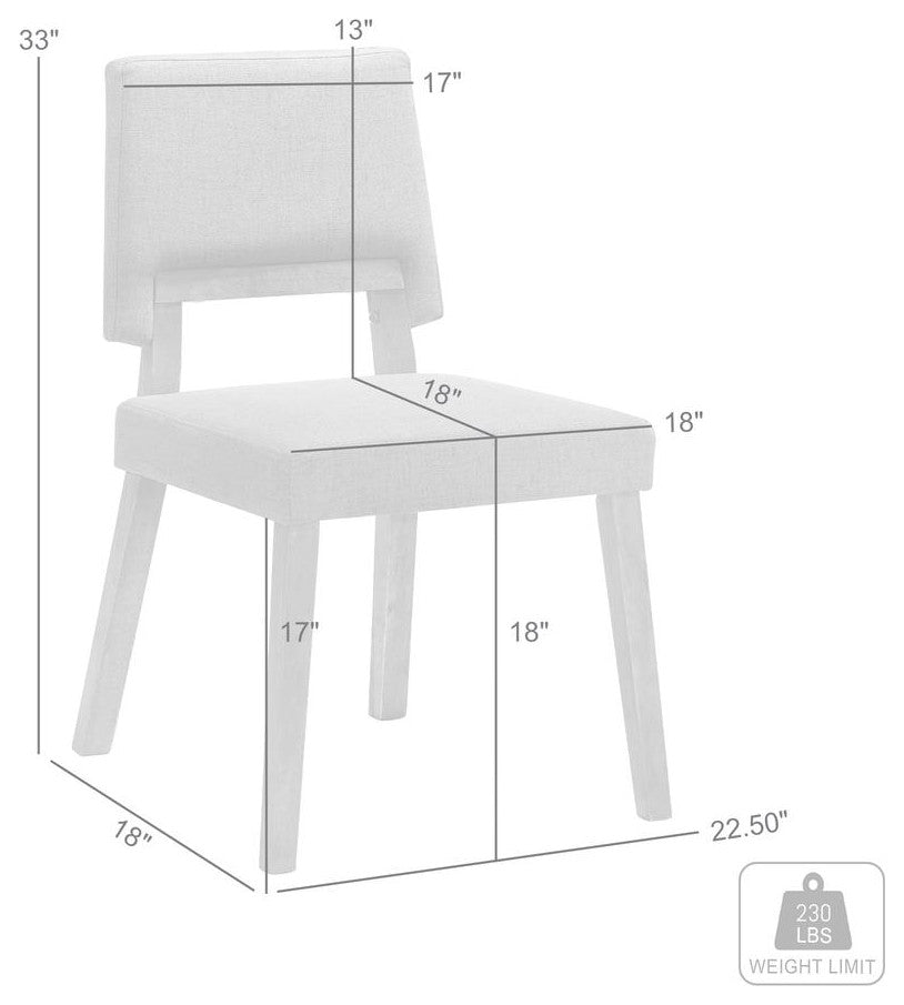 Channell Wood Dining Chair in Walnut Finish with Blue Fabric - Set of 2