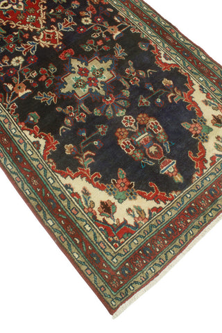 Fine Vintage Distressed Benon Navy/Ivory Runner, 3'8 x 9'11