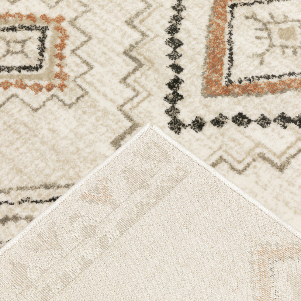 Garson Southwest Tribal Area Rug, Ivory, 5'3"x7'3"