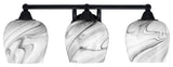 Paramount 3-Light Bath Bar, Matte Black, 6" Onyx Swirl Glass