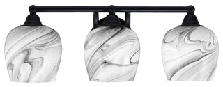 Paramount 3-Light Bath Bar, Matte Black, 6" Onyx Swirl Glass