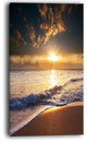 "Sunset Over Foaming Waves" Modern Beach Canvas Art Print, 20"x40"