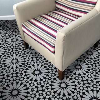 Agdal Handmade Cement Tile, Gray/Black, Sample