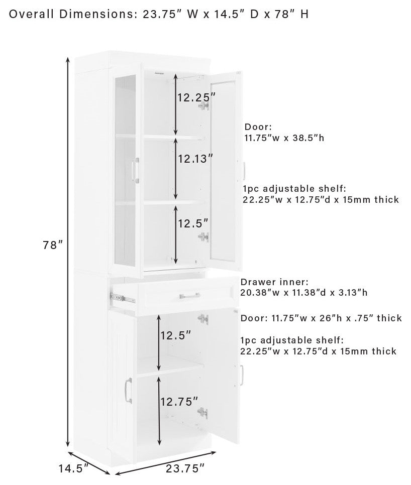 Stanton Glass Door Kitchen Storage Pantry Cabinet
