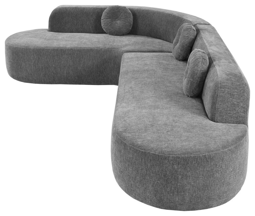 GDF Studio 122" Extra Large Curved Fabric Sectional Sofa, Gray